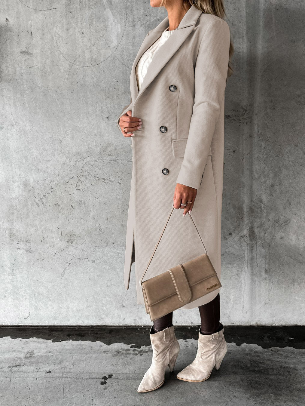 The Muse Tailored Overcoat: Slim-Fit Double-Breasted Long Jacket