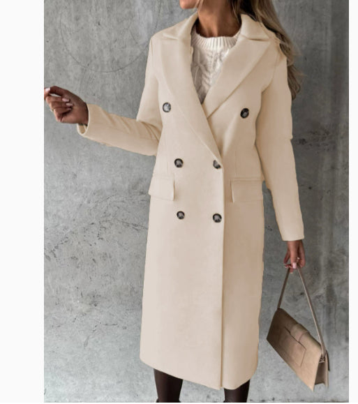 The Muse Tailored Overcoat: Slim-Fit Double-Breasted Long Jacket