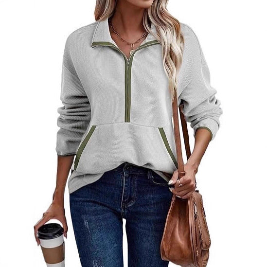 The Weekend Half-Zip: Premium Lapel Pullover with Kangaroo Pocket