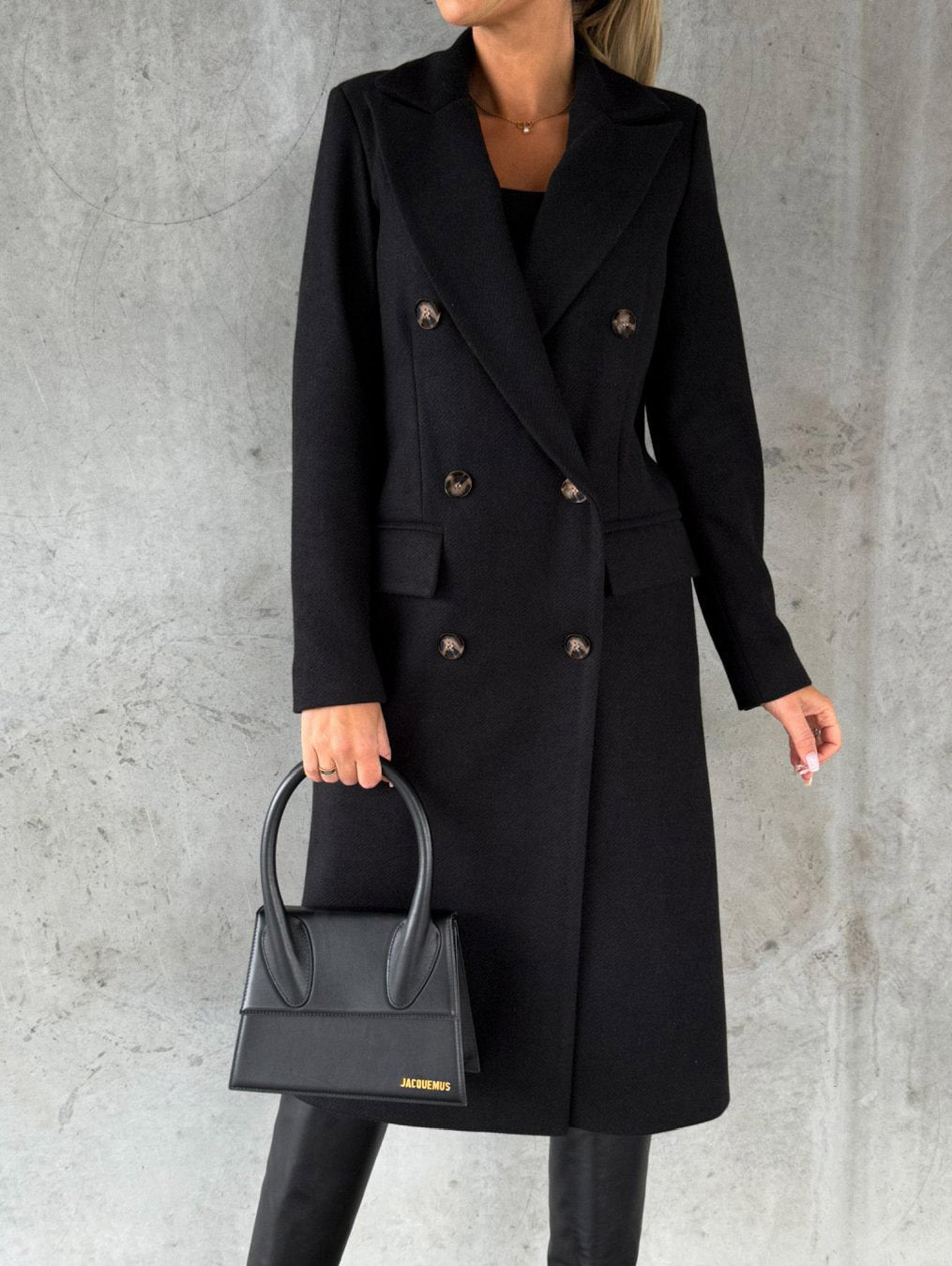 The Muse Tailored Overcoat: Slim-Fit Double-Breasted Long Jacket