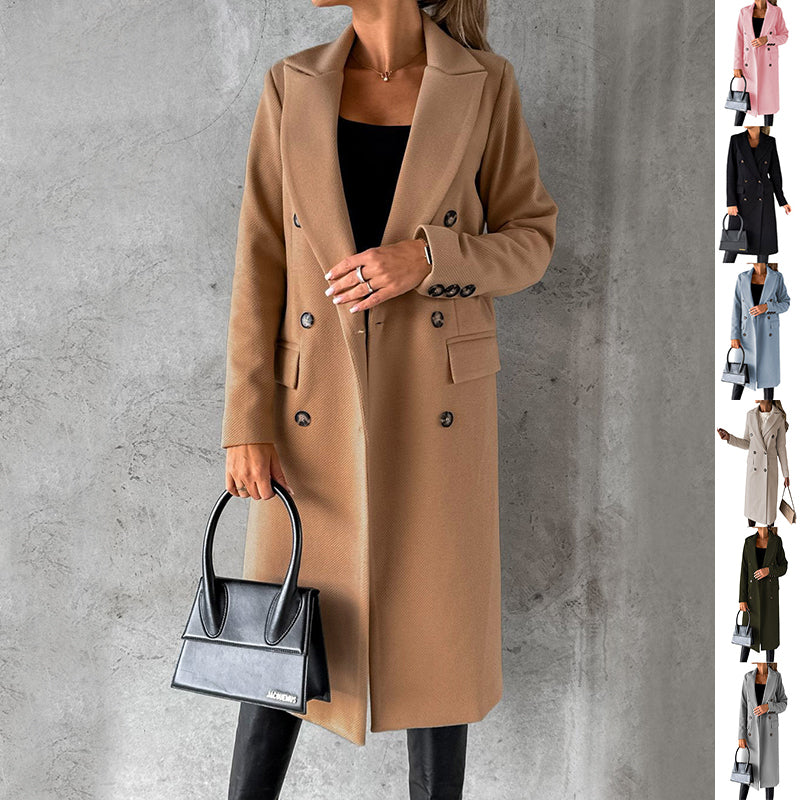 The Muse Tailored Overcoat: Slim-Fit Double-Breasted Long Jacket