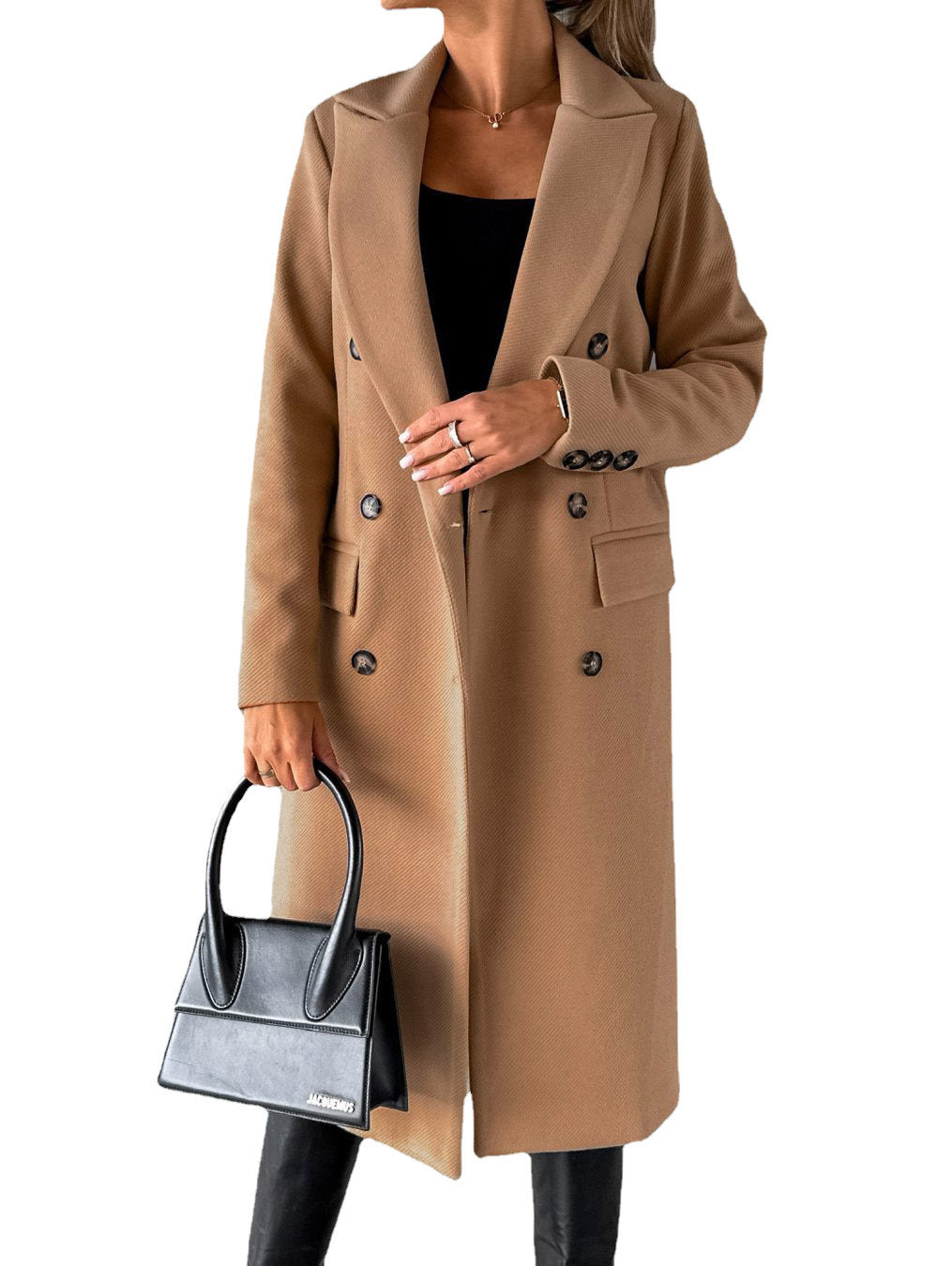 The Muse Tailored Overcoat: Slim-Fit Double-Breasted Long Jacket